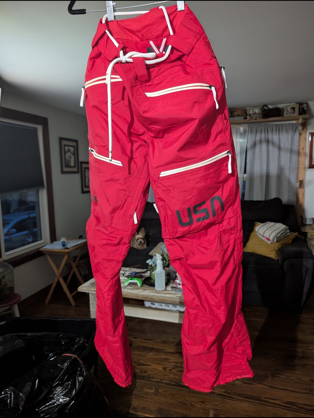 Red Men’s Cargo Snow Pants with White Zippers North Face USA